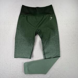 Gymshark Leggings Womens Small Green Ombre High Rise Ankle Seamless Yoga Gym